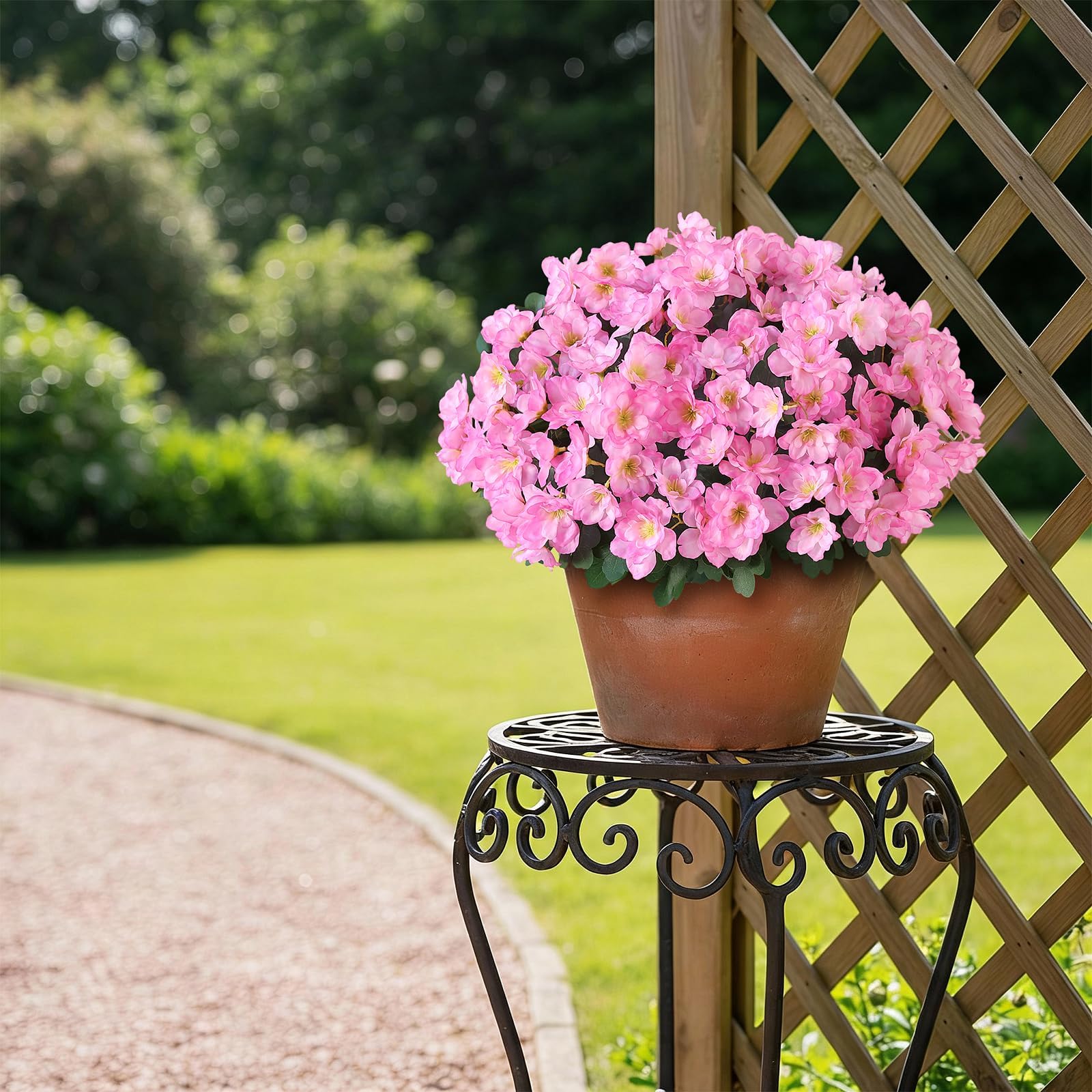 YXZZWL azalea topiary pink leaves detail emphasizes lifelike texture.