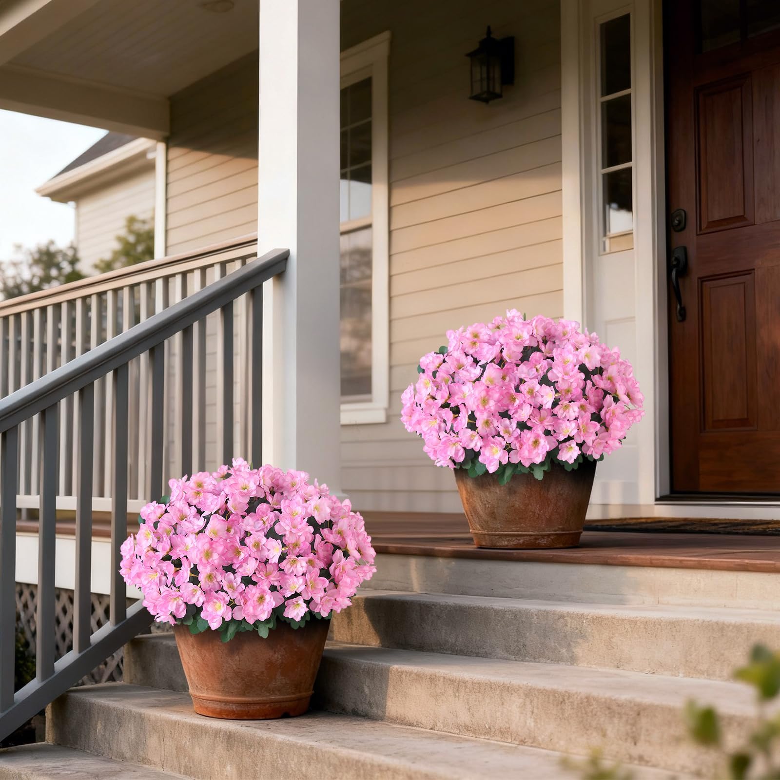 YXZZWL azalea topiary pink garden display showing durable weather-ready decor.