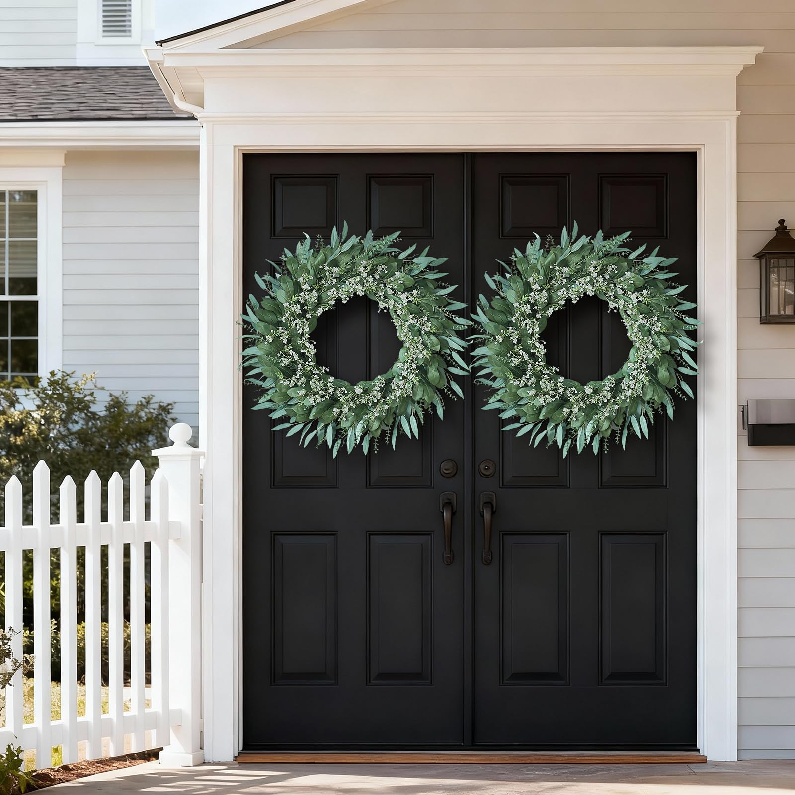 YXZZWL Easter decor wreath in green and white accents for festive doors
