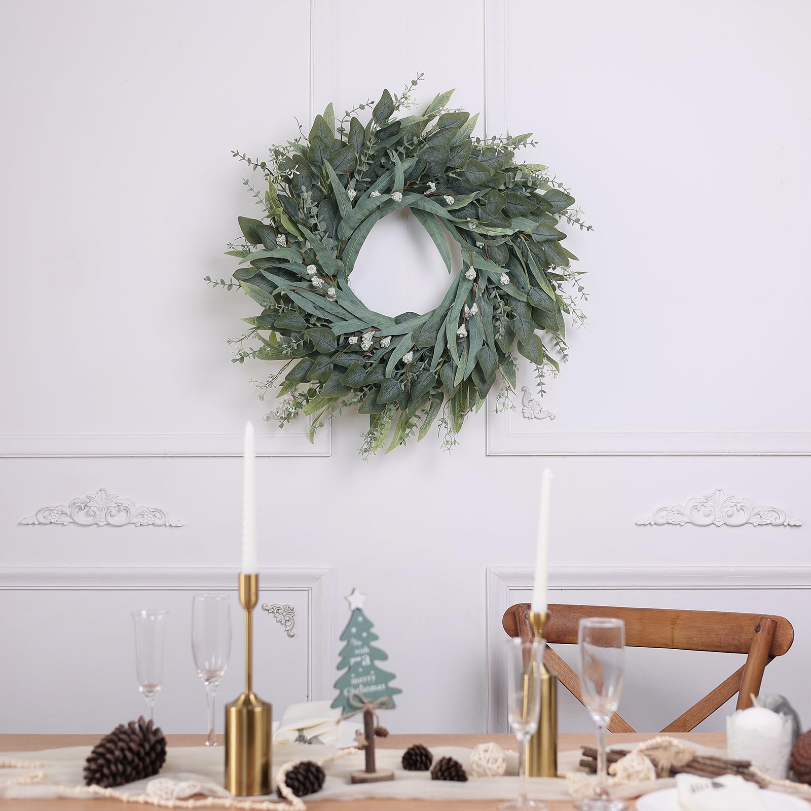 YXZZWL eucalyptus wreath suitable for weddings, Easter, and celebrations.
