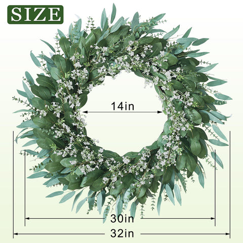 YXZZWL farmhouse decor wreath with eucalyptus and babys-breath for rustic entrances