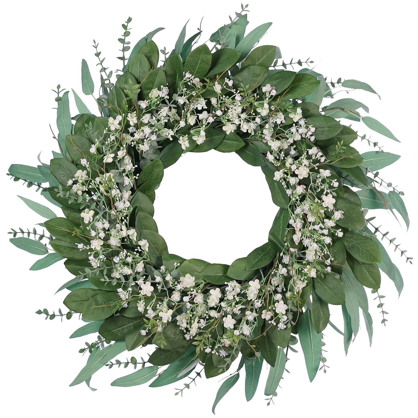 YXZZWL Green-white wreath suited for weddings, Easter, and seasonal decor.