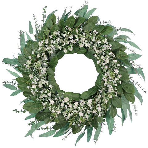 YXZZWL Green-white wreath suited for weddings, Easter, and seasonal decor.