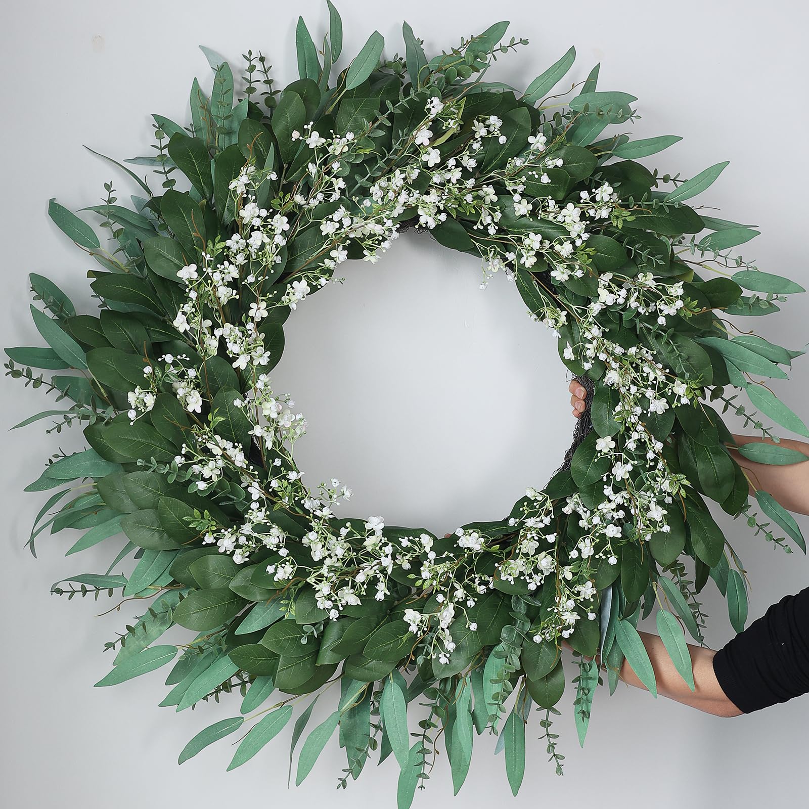 YXZZWL wedding decor wreath eucalyptus-babys-breath accent for aisle or backdrop