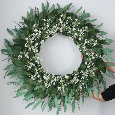 YXZZWL wedding decor wreath eucalyptus-babys-breath accent for aisle or backdrop