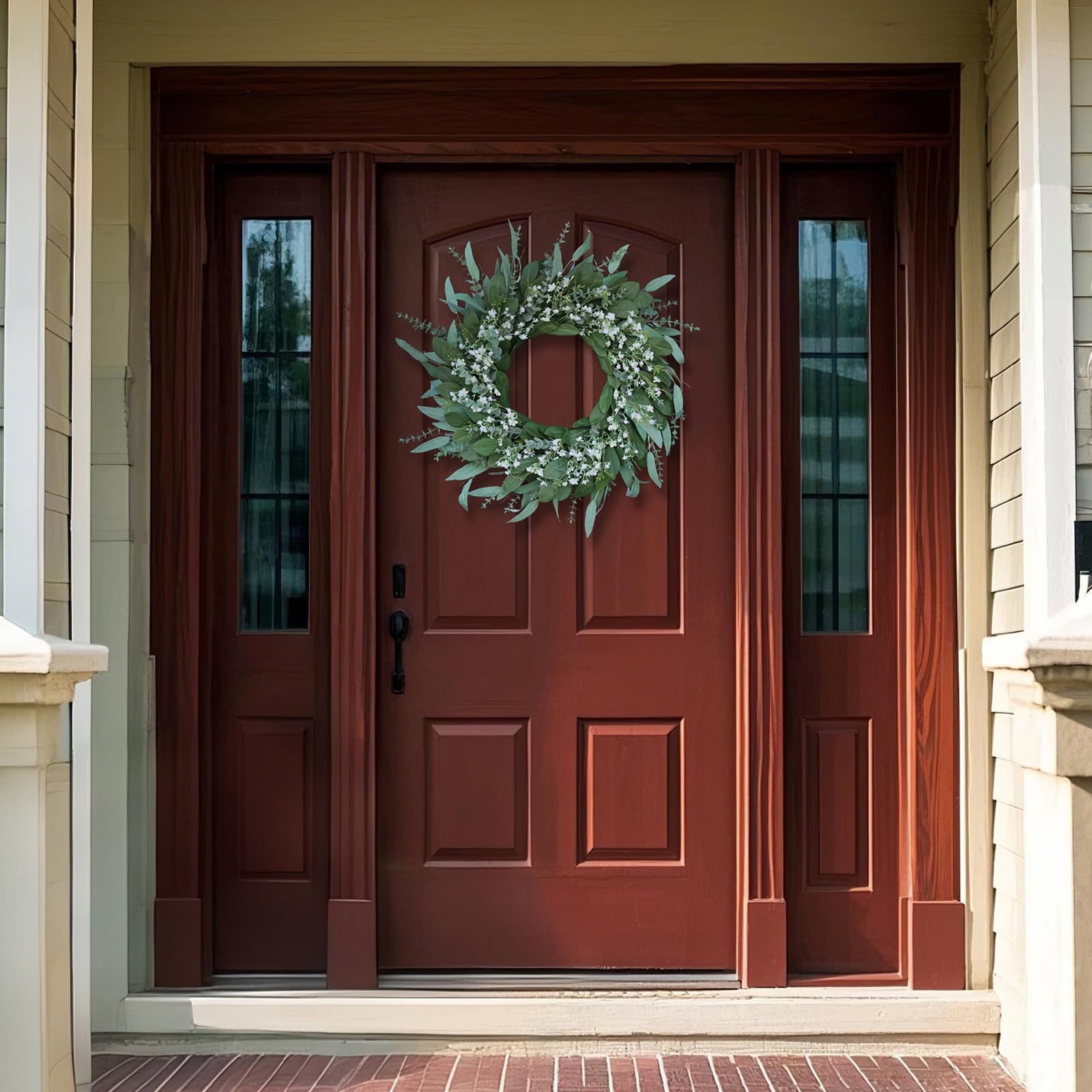 YXZZWL Outdoor-ready wreath demonstrates wind and water resistance for porch and patio.