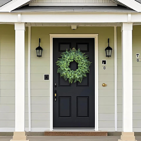 YXZZWL window decor green wreath adds bright interior accent.
