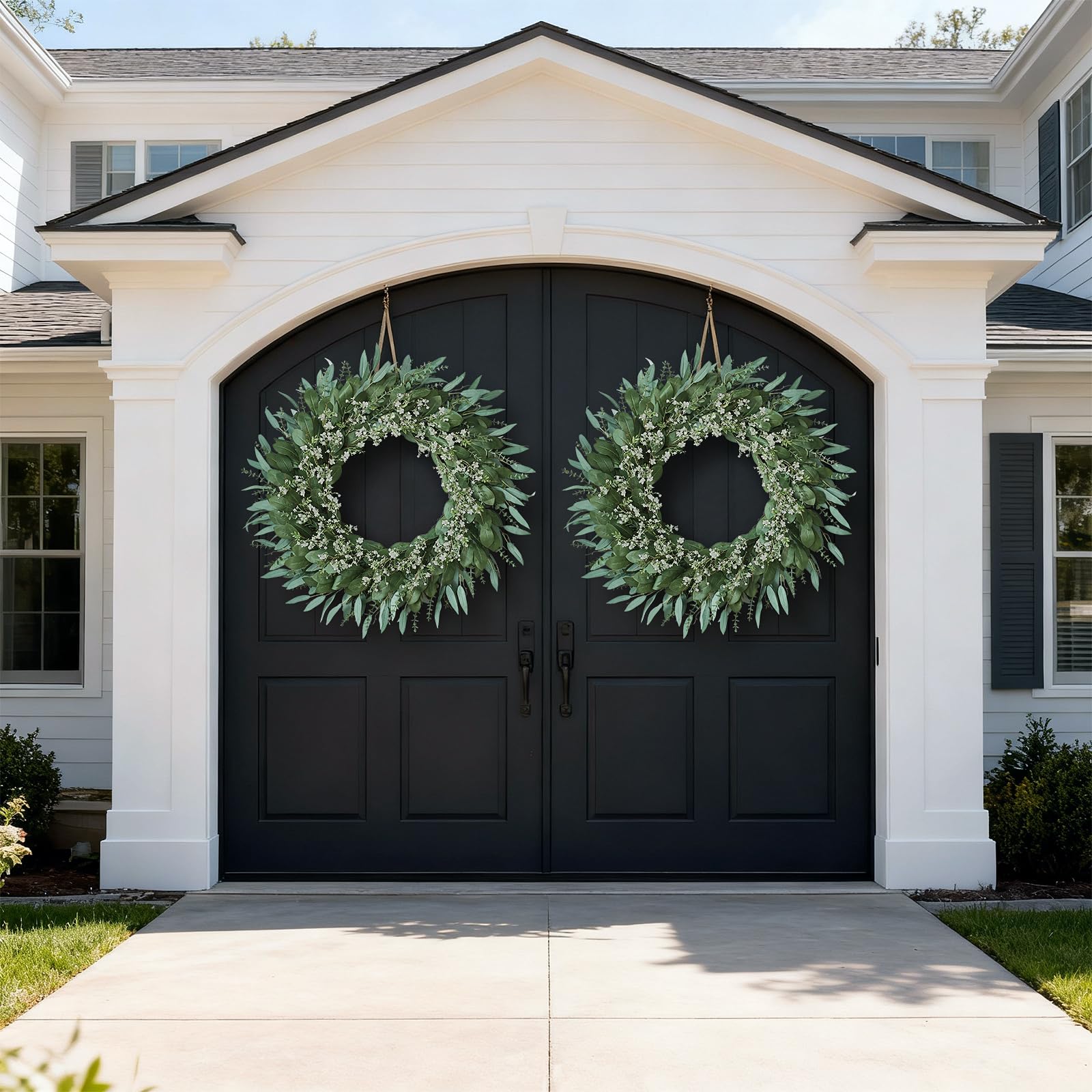 YXZZWL window decor wreath features eucalyptus and babys-breath for bright windows