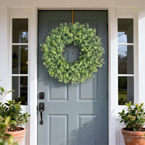 YXZZWL boxwood wreath enhances any room with a green lush vibe