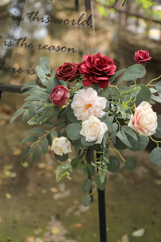 YYHUAWU burgundy foam flowers with greenery for versatile decoration