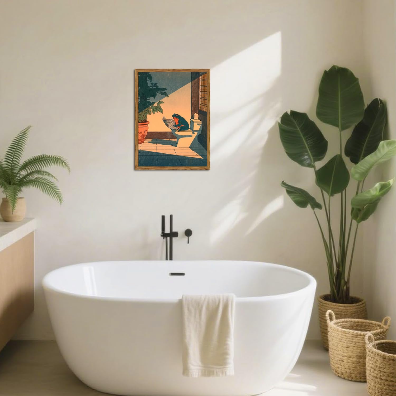 YYNISPIN Cute frog toilet poster for bathroom charm