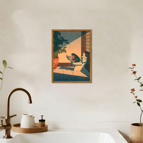 YYNISPIN Cute frog bathroom poster adds wall aesthetic