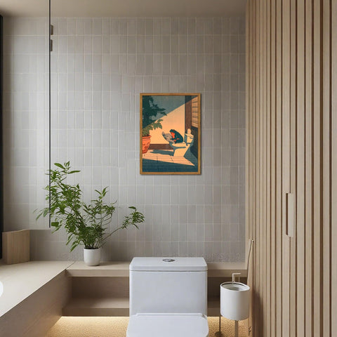 YYNISPIN Japanese frog on toilet wall decor adds whimsy to powder rooms