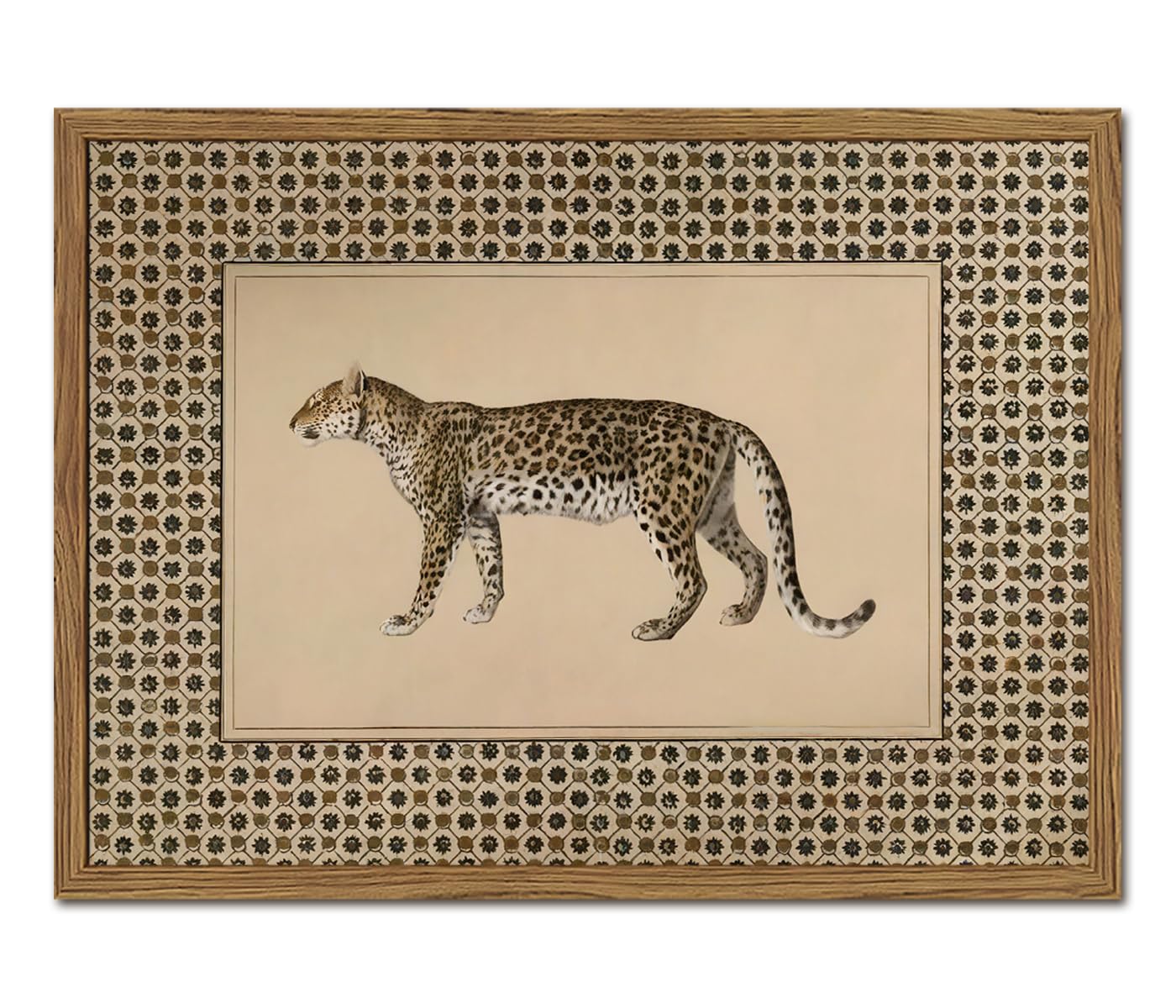 YYNISPIN vintage leopard wall art with 12x16 frame enhances living room ambiance.