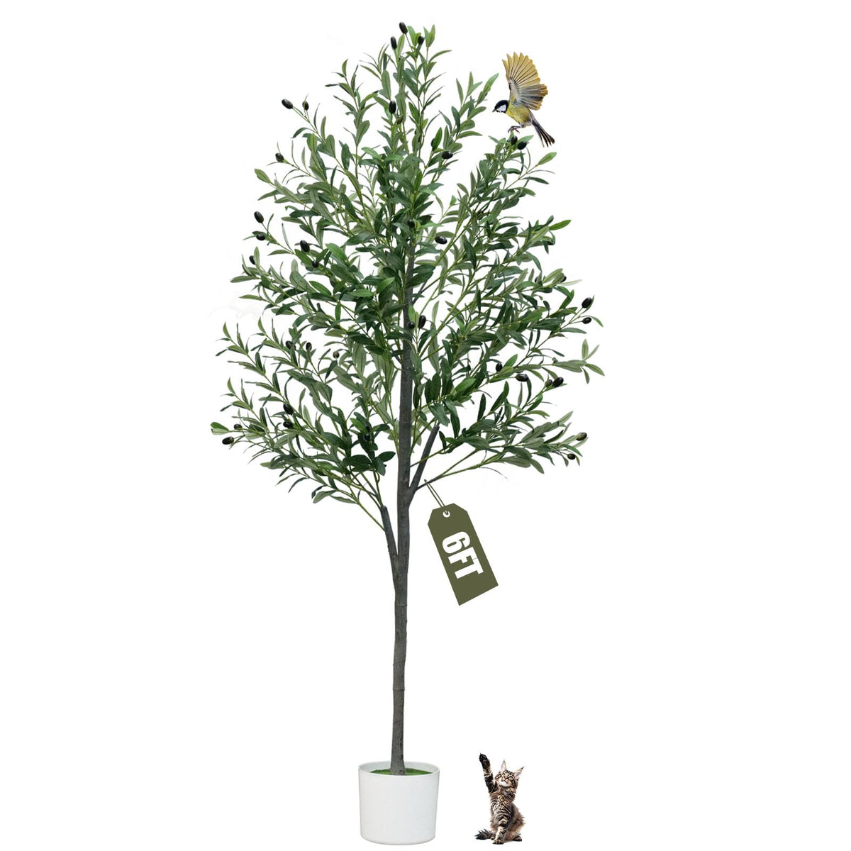 YYTDDUUU 6ft artificial olive tree leaves close-up for a lifelike indoor focal point.