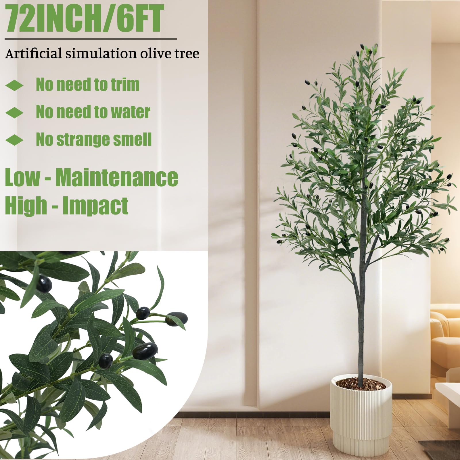 YYTDDUUU 6ft tree with olives adds natural charm to living spaces.