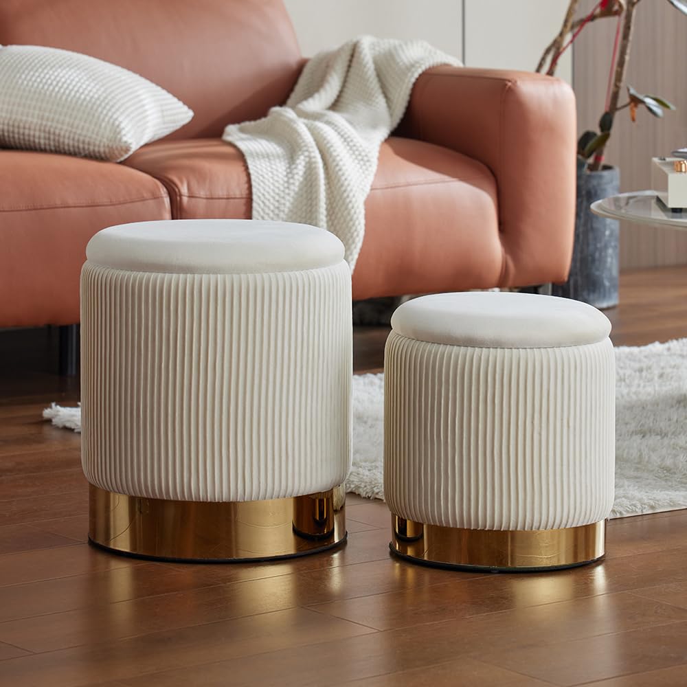 YYW HOME storage ottoman lid open, hidden compartment for clutter control