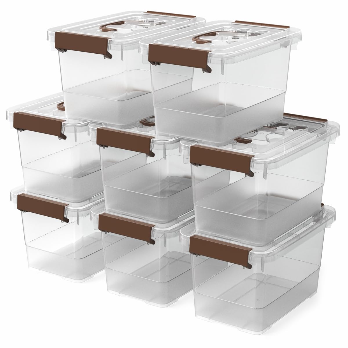 YYXB 8-pack clear storage bins with lids shown for organized closets and quick access