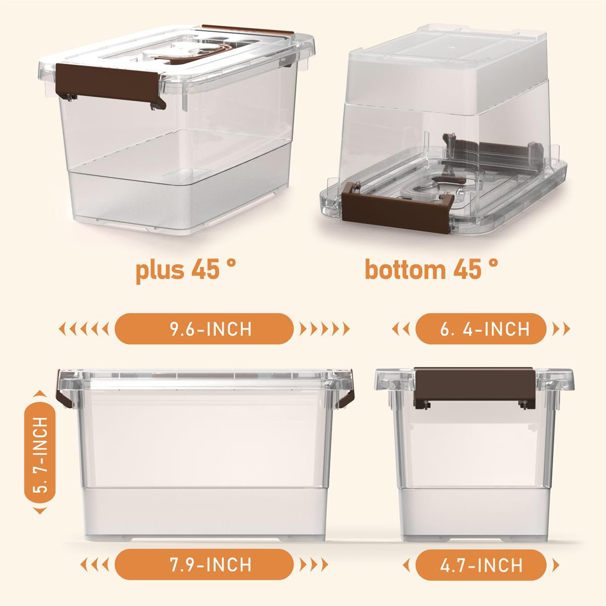 YYXB storage bins with dual side latches for secure, easy opening