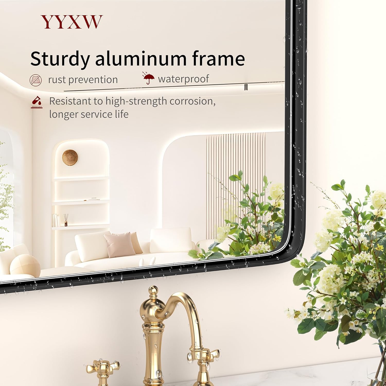 YYXW frosted metal frame close-up showing warm matte texture
