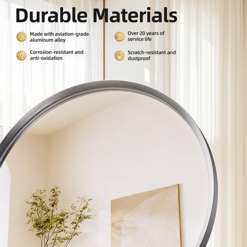 YYXW Tempered Glass Round Mirror safety film provides added shatter protection.