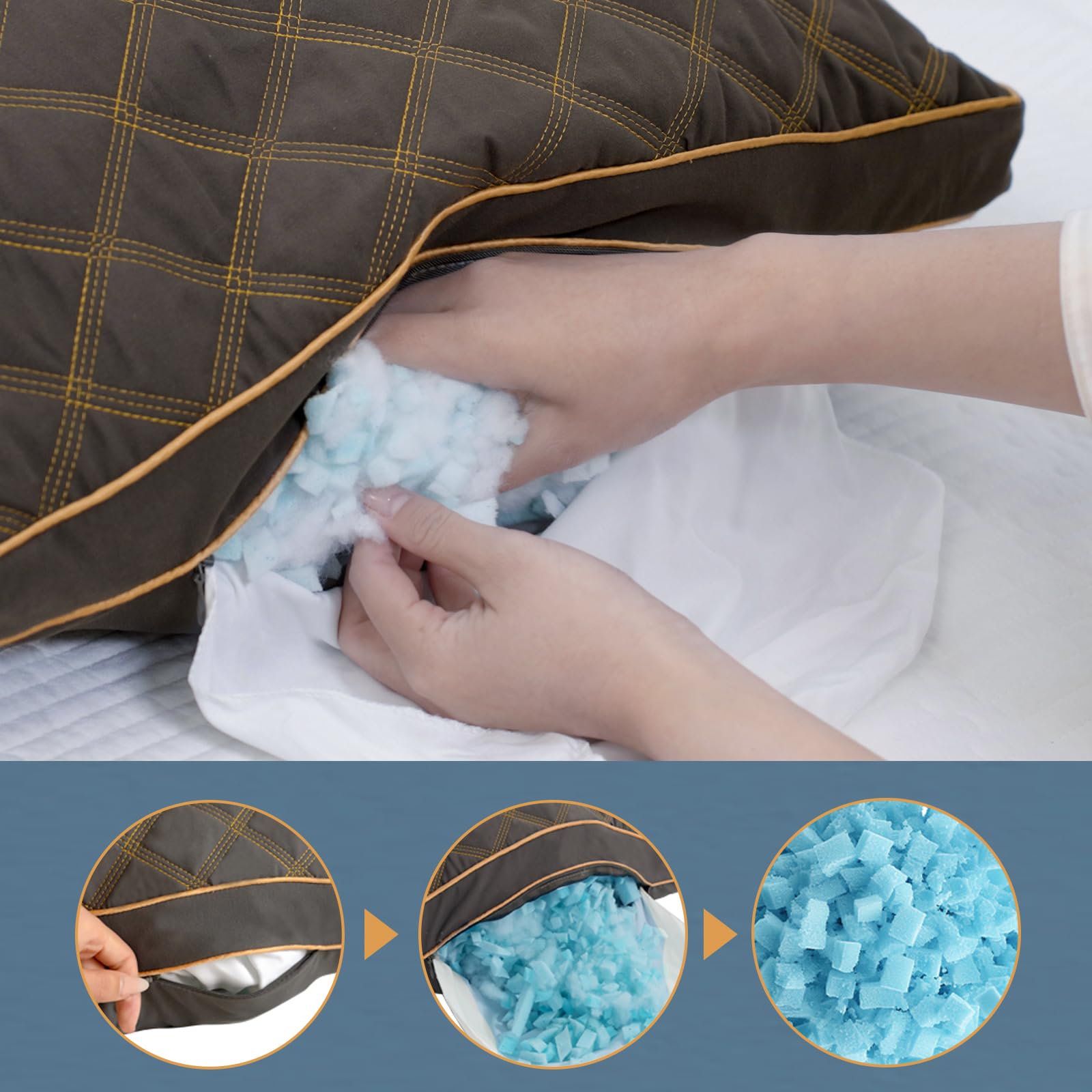 YZ HOME long body pillow quilted surface close-up showing breathable year-round use