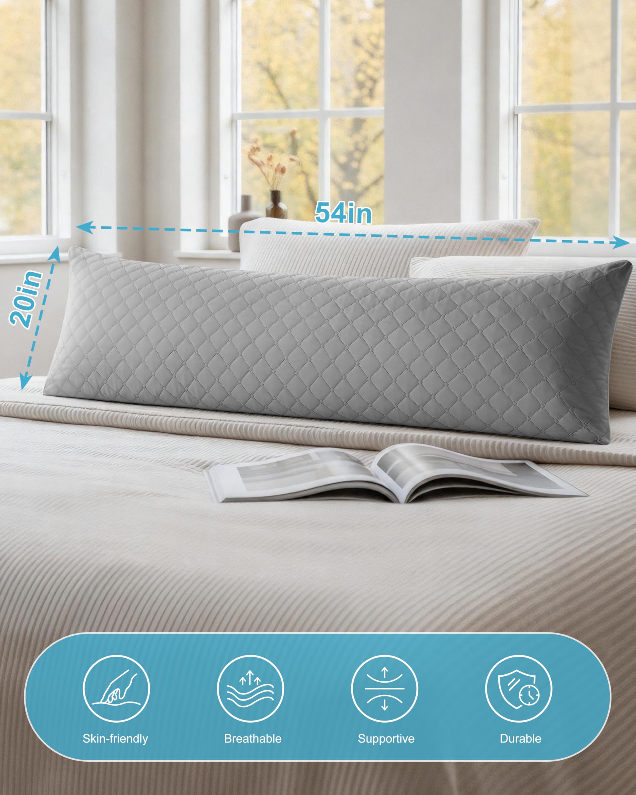 YZ HOME long body pillow with washable cover for easy cleaning and hygiene.
