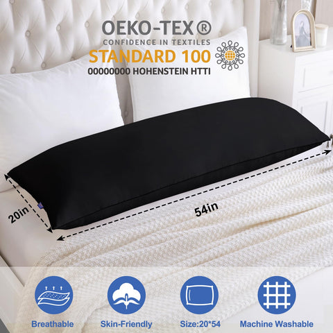 YZ HOME memory foam body pillow insert with black cover provides daily comfort