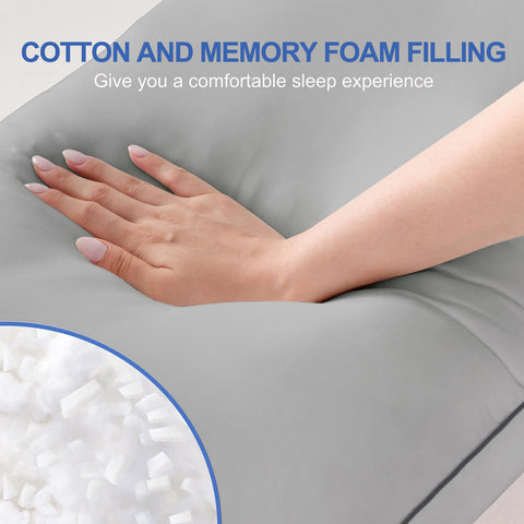 YZ HOME soft long bed pillow in gray enhances lounging on bed or sofa