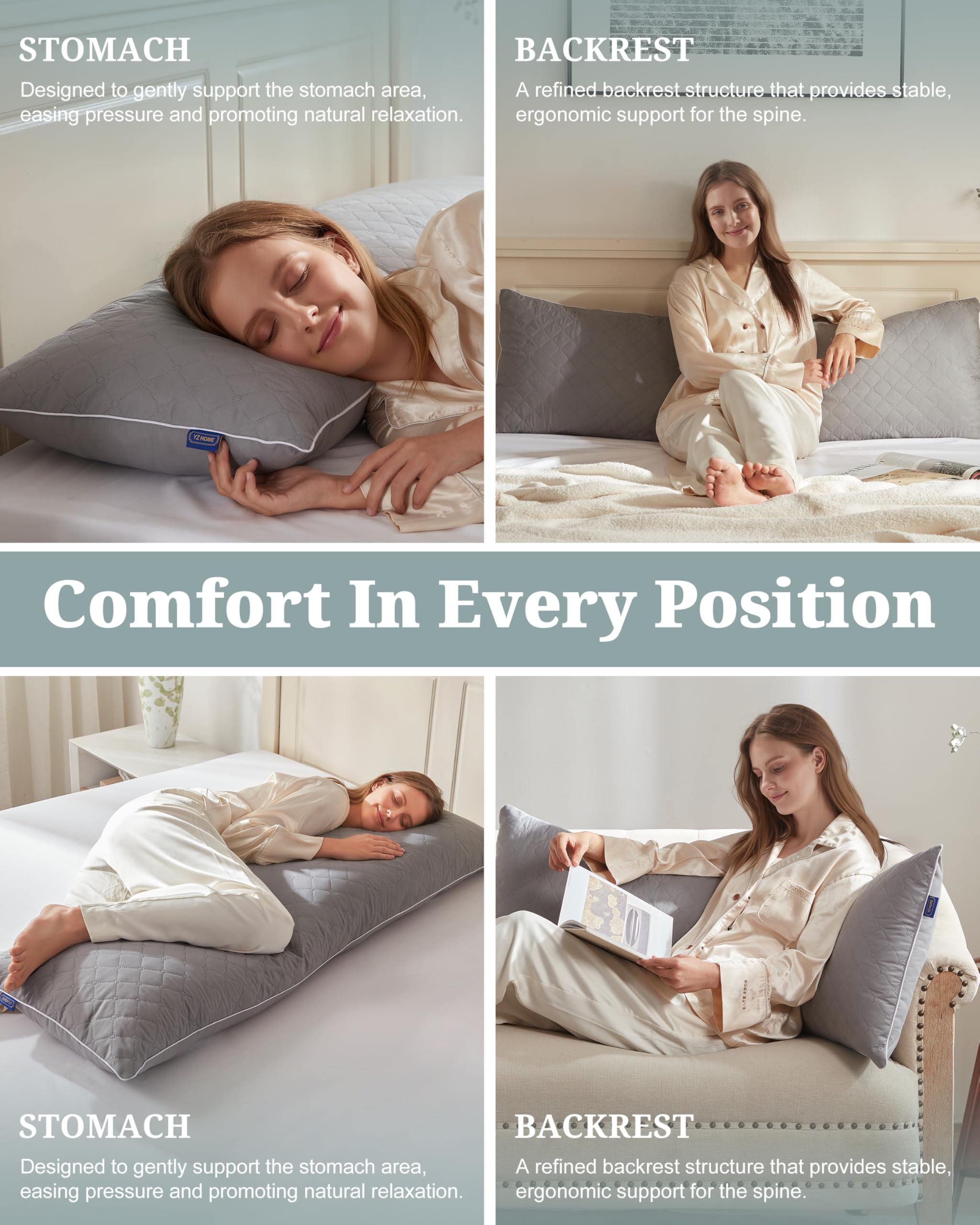 YZ HOME pillow with a washable cover for easy cleaning and hygiene.