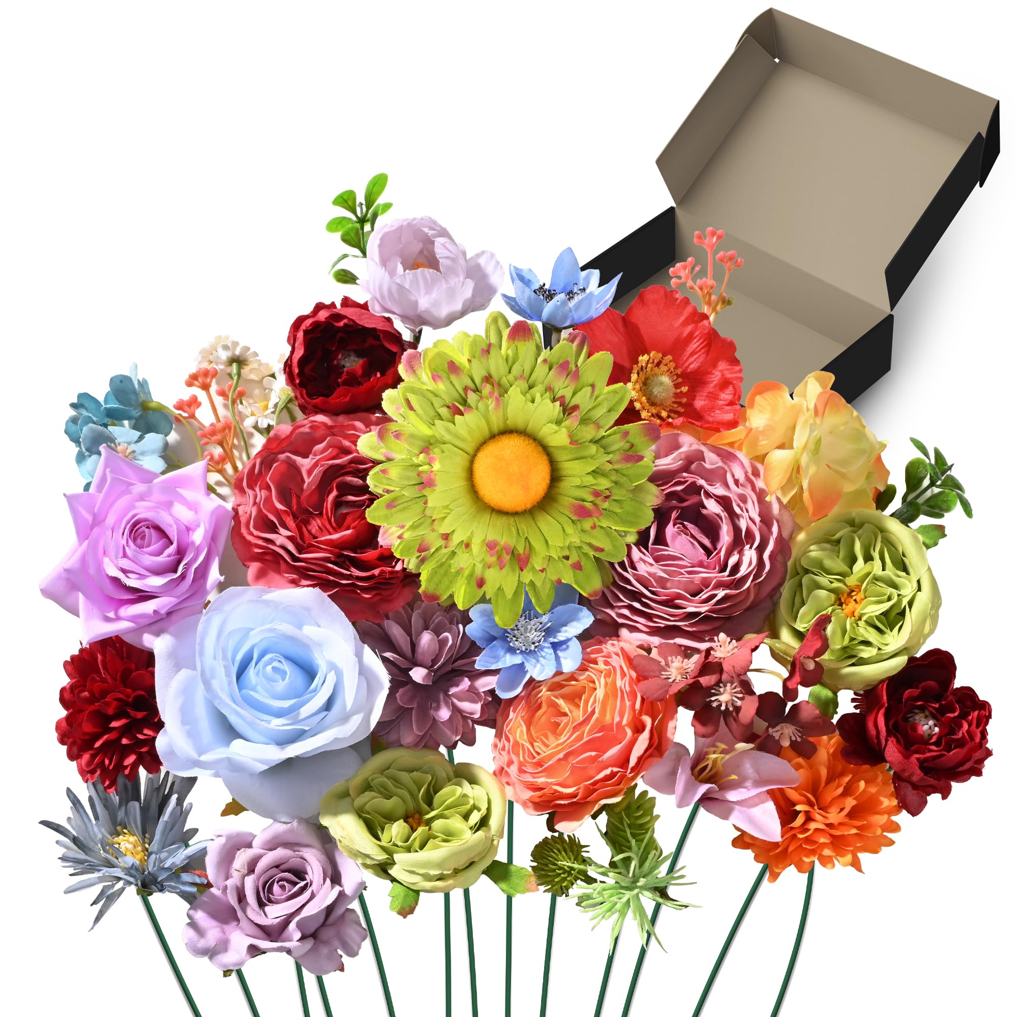 YZXZM artificial flowers 38pcs kit for DIY bouquets and centerpieces.