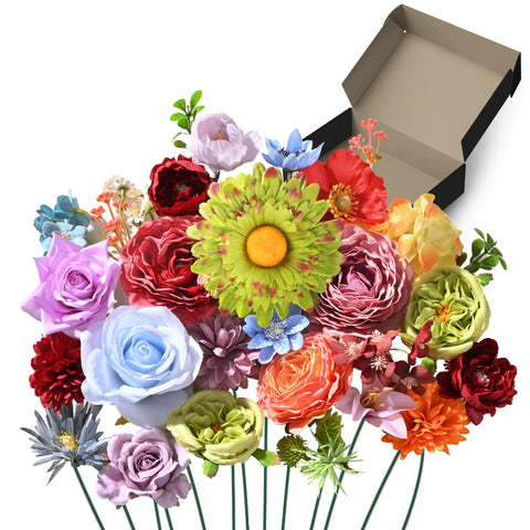 YZXZM artificial flowers 38pcs kit for DIY bouquets and centerpieces.