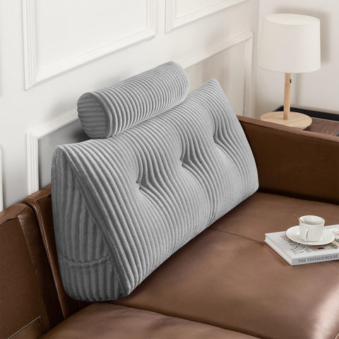 Z-hom twin triangular headboard pillow with side pockets for quick device access.
