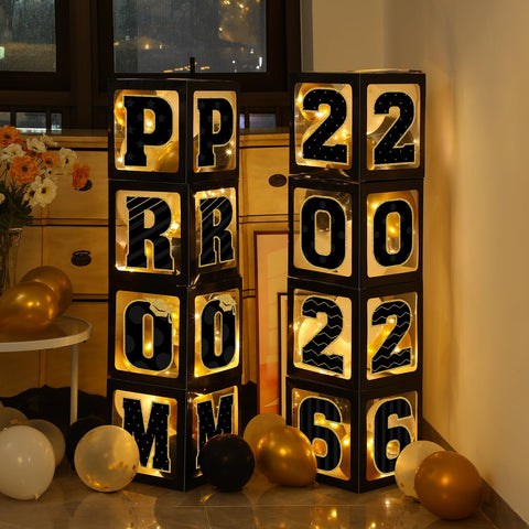 Zachely transparent balloon boxes showcase balloons and keepsakes in a personalized setup.