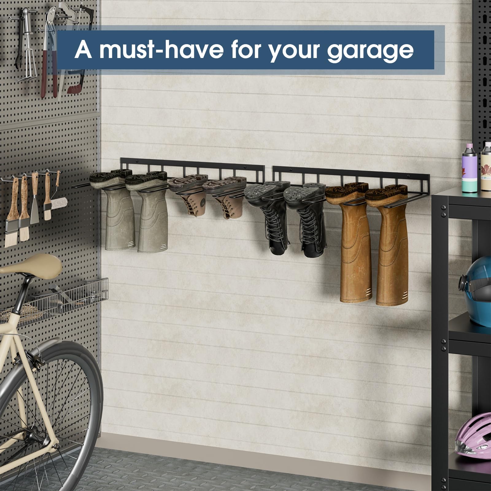 zacurter two-pack boot rack system in a mudroom setup