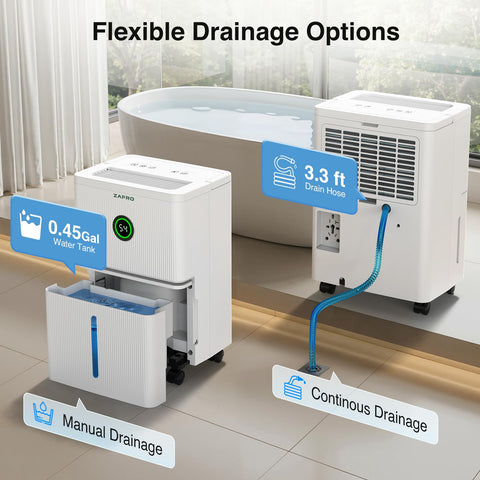 ZAFRO auto and manual drainage with hose for flexible moisture management