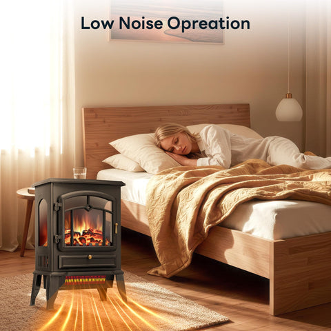ZAFRO electric fireplace stove compact design fits small spaces.