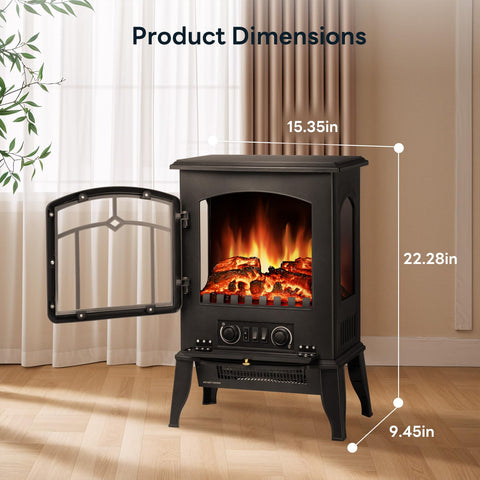 ZAFRO electric fireplace stove versatile use in living room or bedroom.