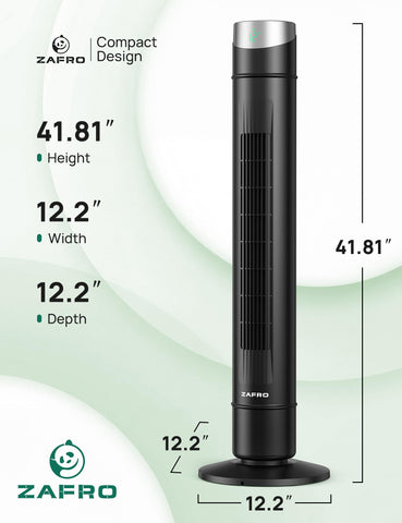 ZAFRO tower fan operating quietly for a peaceful night