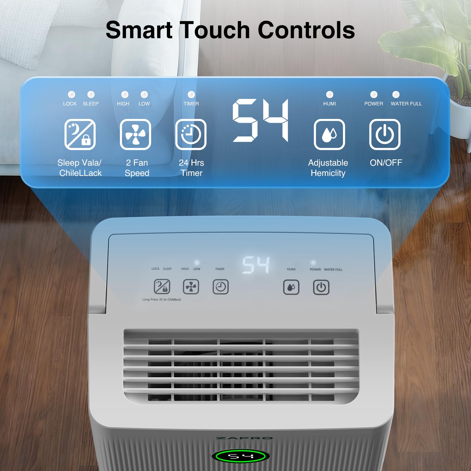 ZAFRO tri-color humidity indicator to monitor room moisture at a glance