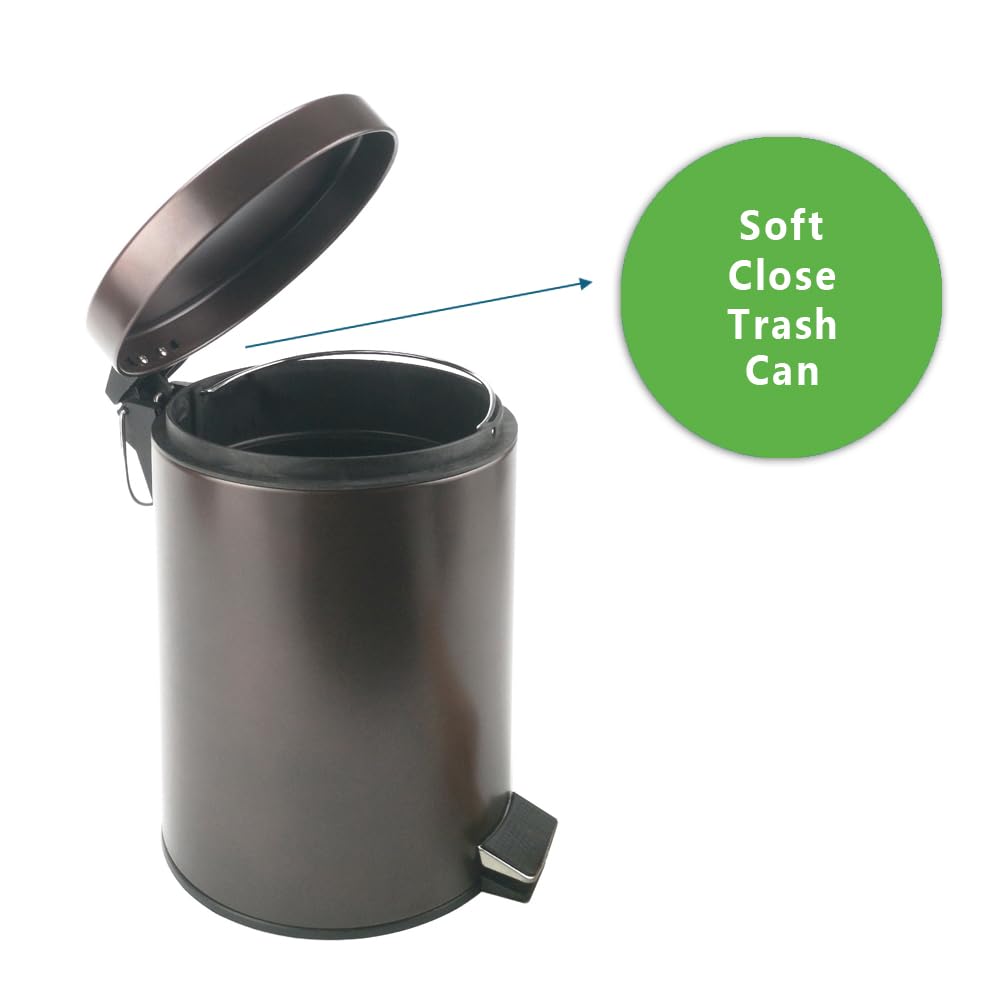 Zahari Home step pedal trash can in bronze finish for smooth operation.