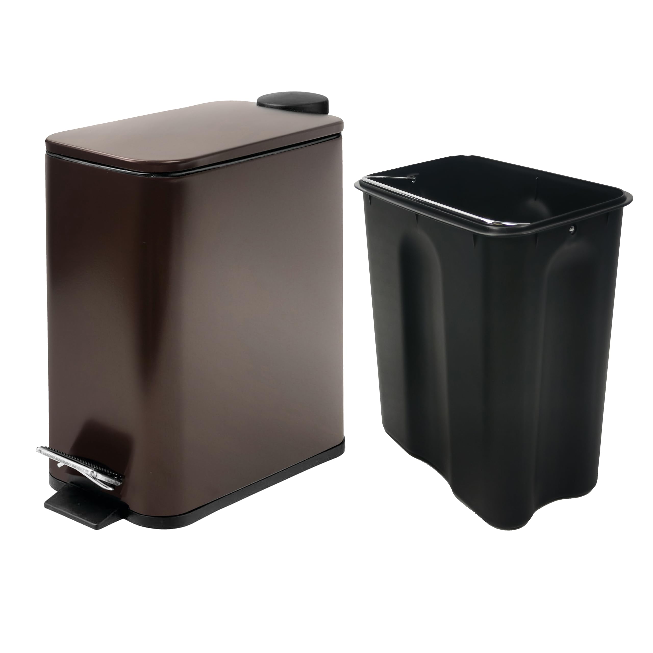 Zahari Home 5-liter capacity trash can combines elegance with practicality in bronze finish.