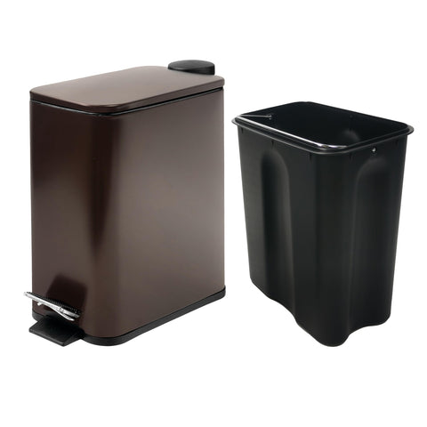 Zahari Home 5-liter capacity trash can combines elegance with practicality in bronze finish.