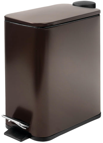 Zahari Home stainless steel trash can with lid and step pedal for hands-free disposal.