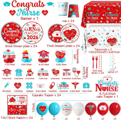 ZAIBOQU nurse graduation balloons set, 14pcs for colorful ambiance.