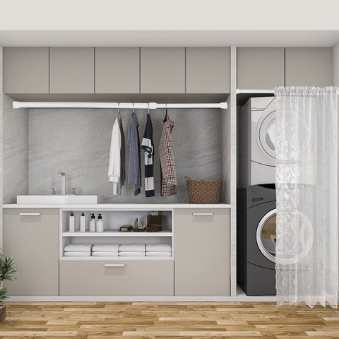 ZAIKEHHA spring tension rod white finish complements any room.