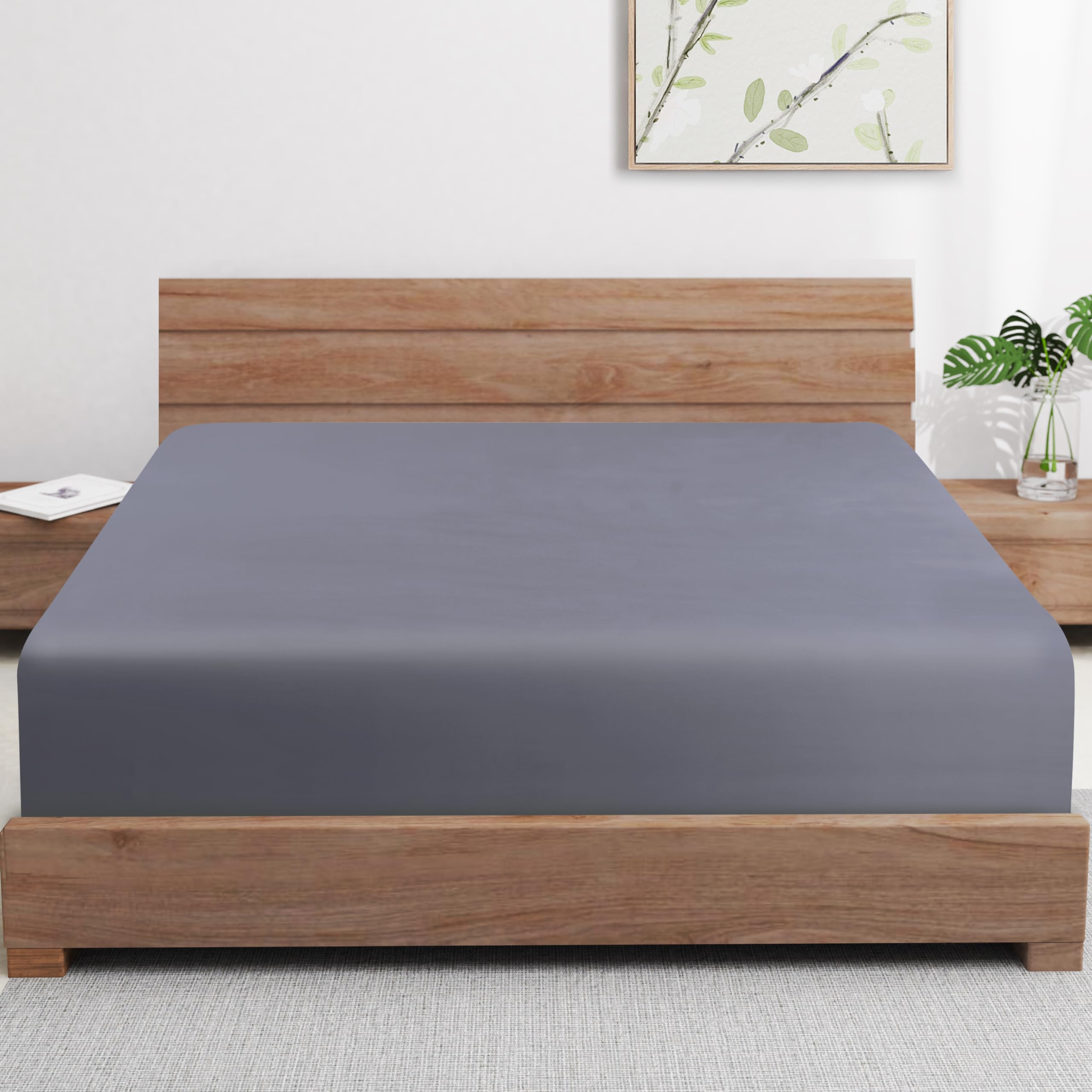 Zaizaihome bamboo viscose fitted sheet soft breathable comfort for queen beds