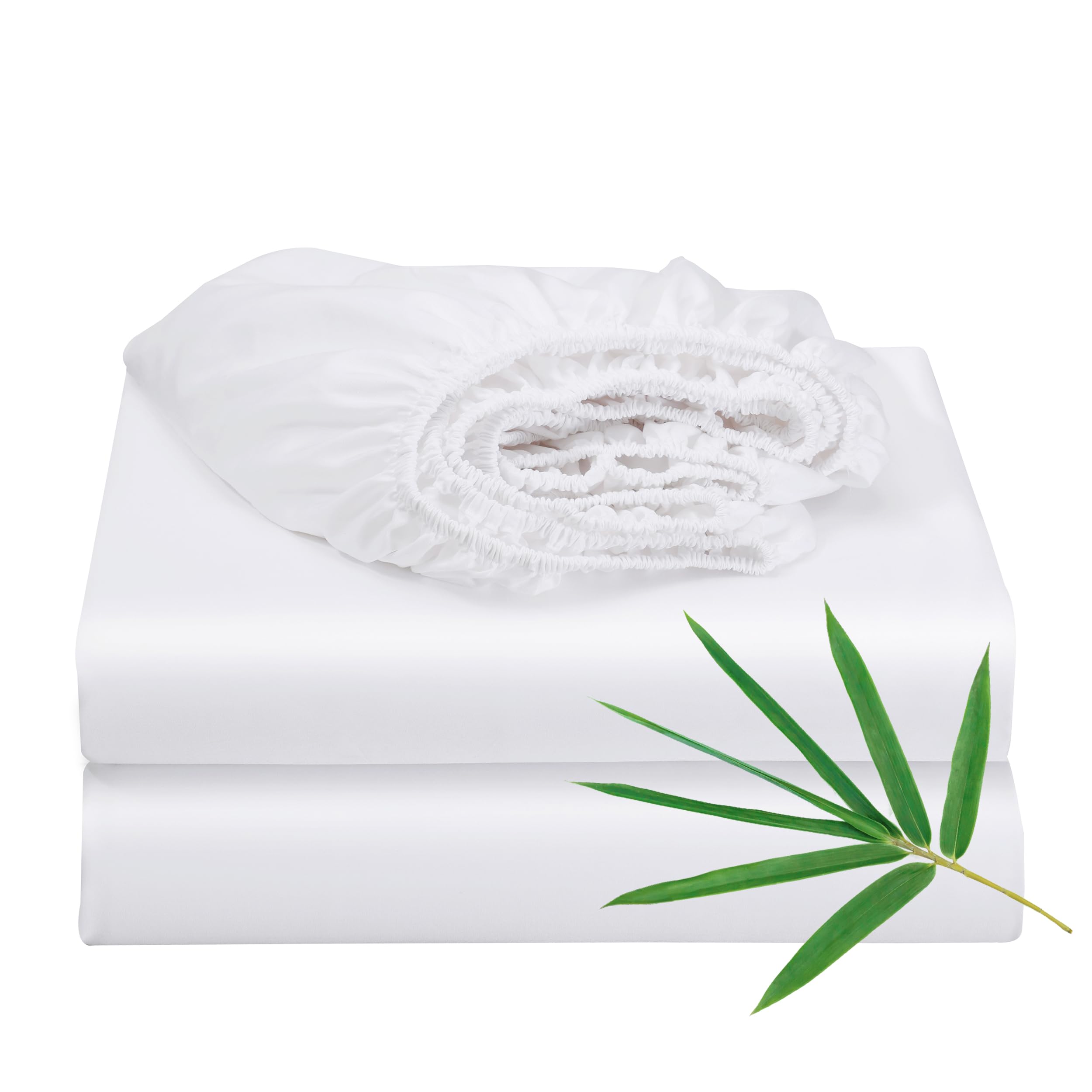 Zaizaihome bamboo viscose fitted sheet cool-touch close-up for cooler nights.