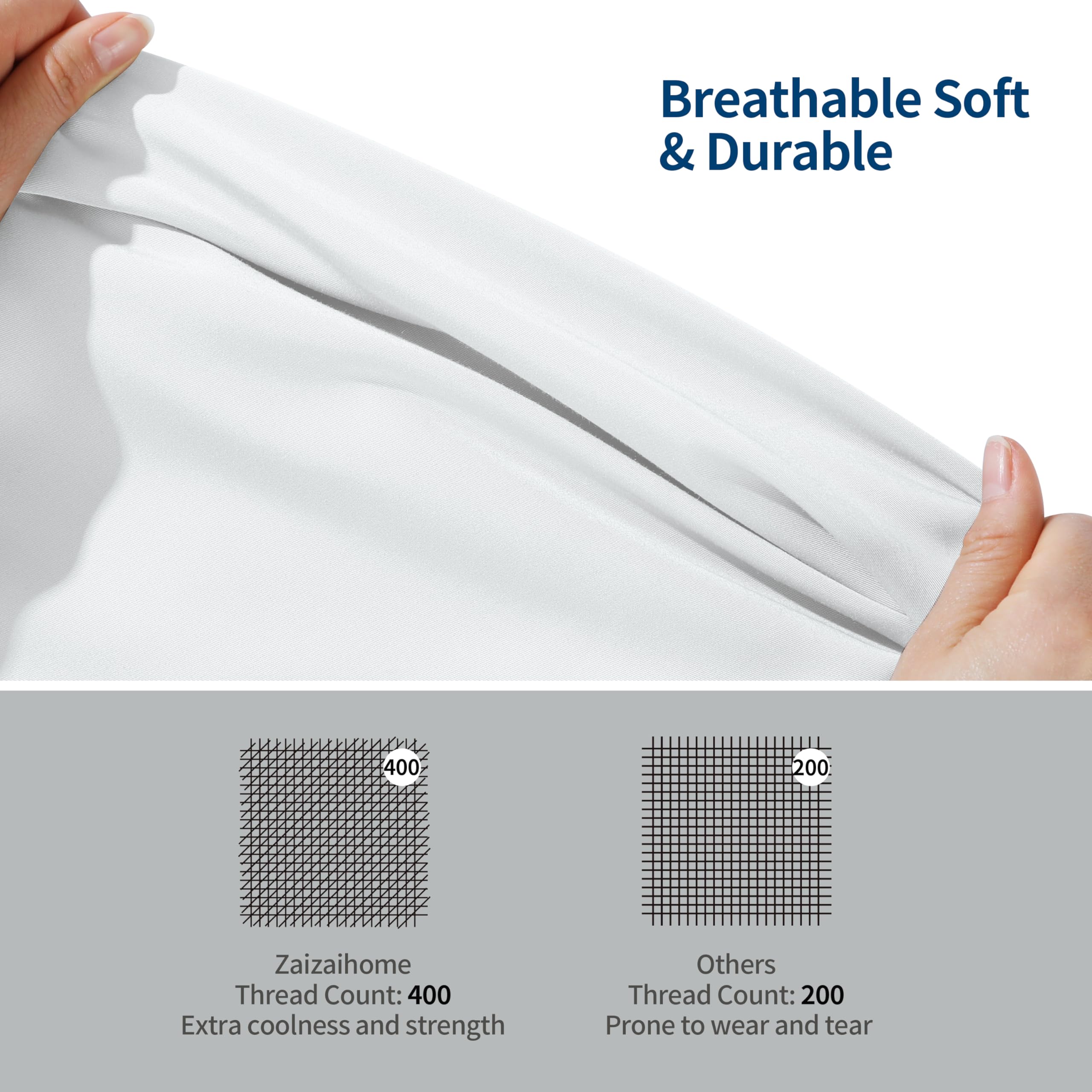 Zaizaihome deep-pocket 16-inch fit demonstrated on mattress.