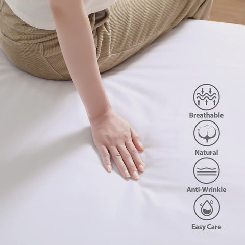 Zaizaihome white full-size fitted sheet with 16-inch deep pocket for snug fit.